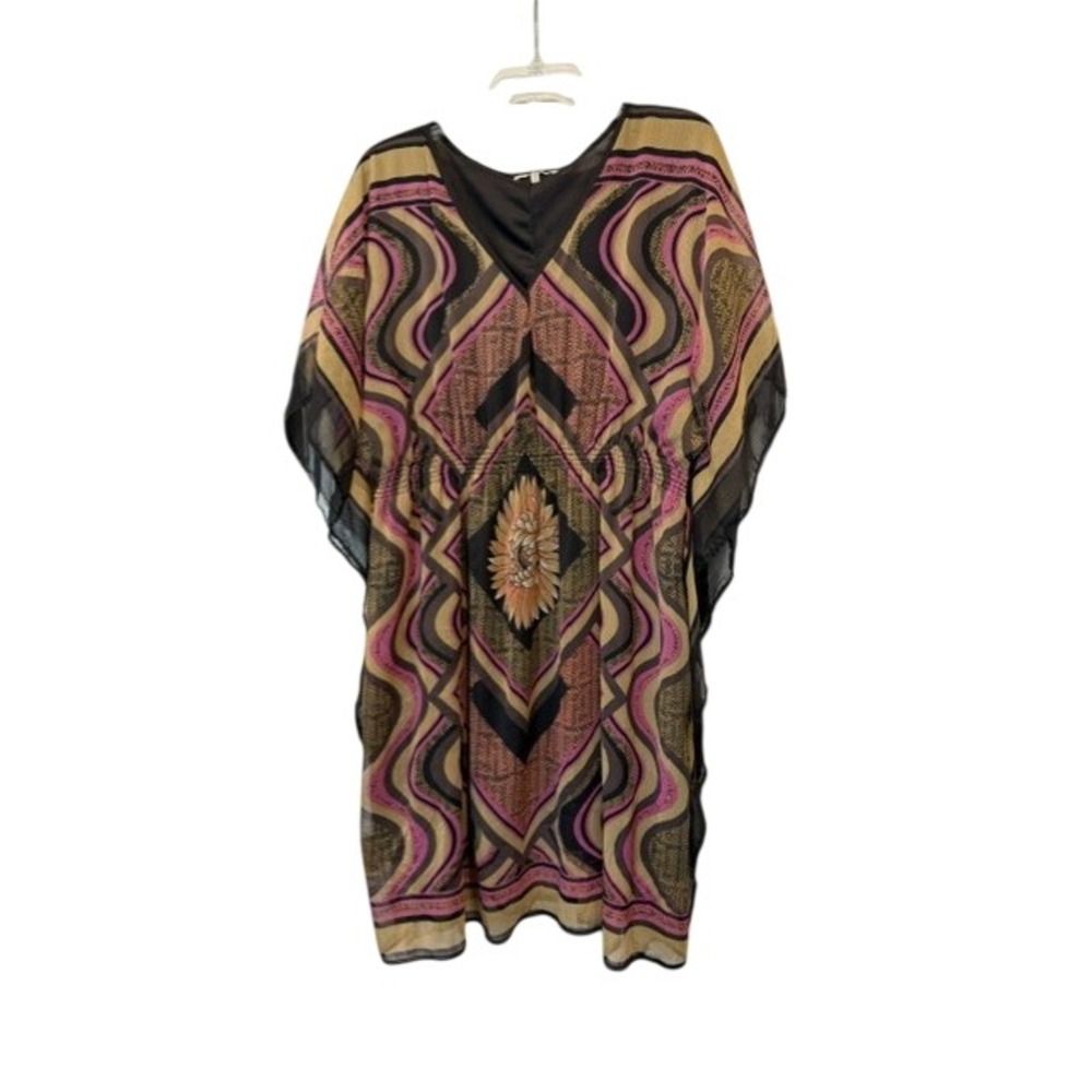 Speed Control NY Womens Kaftan Dress Psychedelic Geometric Sunflower Boho EUC 3X